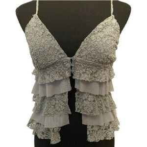 Elegant light teal Lace Tiered Women's Top